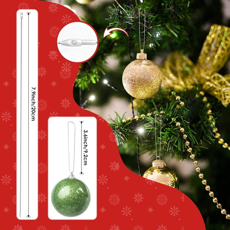 RELBRO Christmas Ornament Strings, 200 Pcs Tree Ornament Hangers with Snap Fasteners Precut Locking Ropes for Holiday Decorations, Silver - Image 3